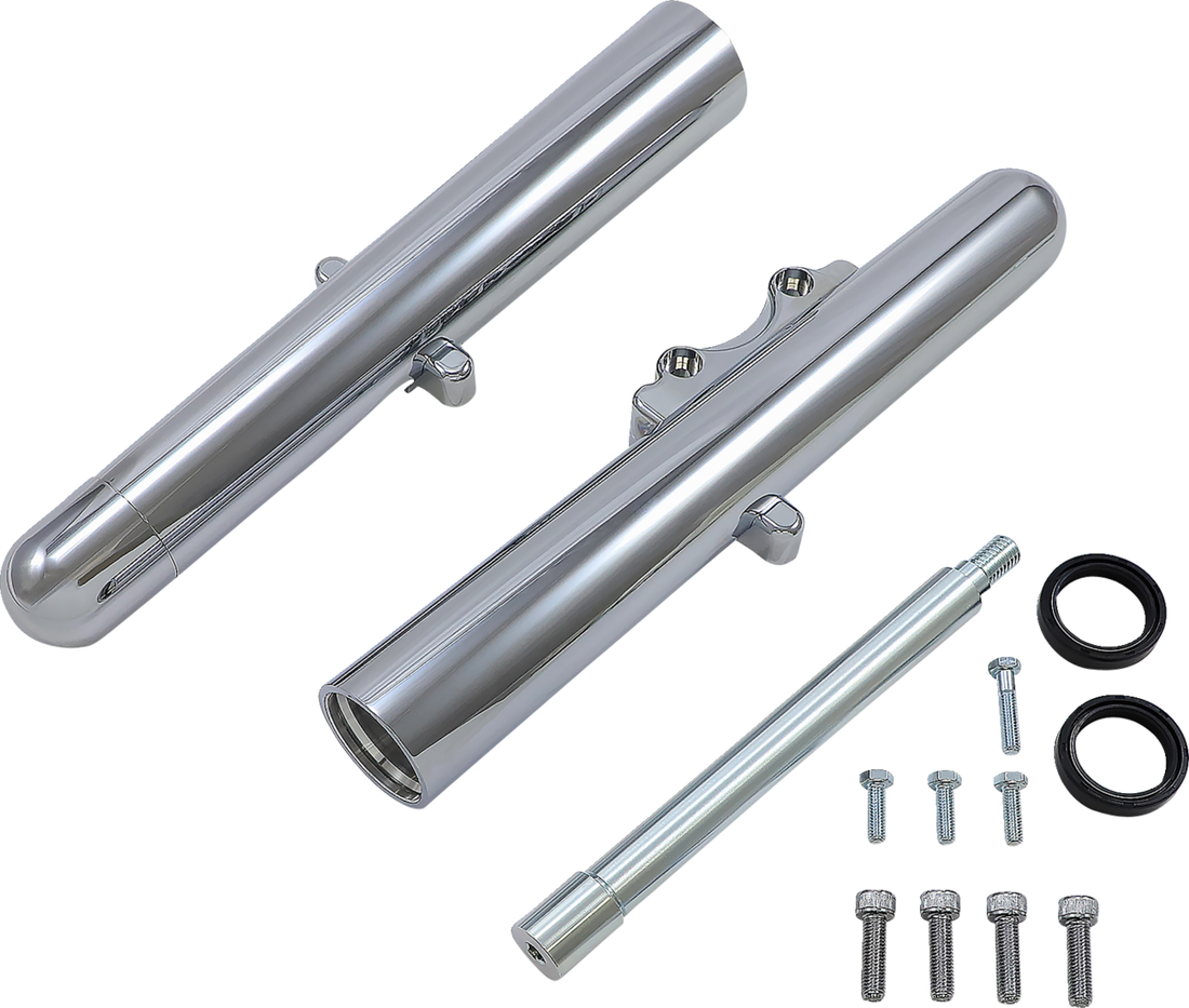 0411-0019 - ARLEN NESS Hot Legs Fork Legs - Custom Single Disc - Smooth - Chrome - '08-'13 06-520