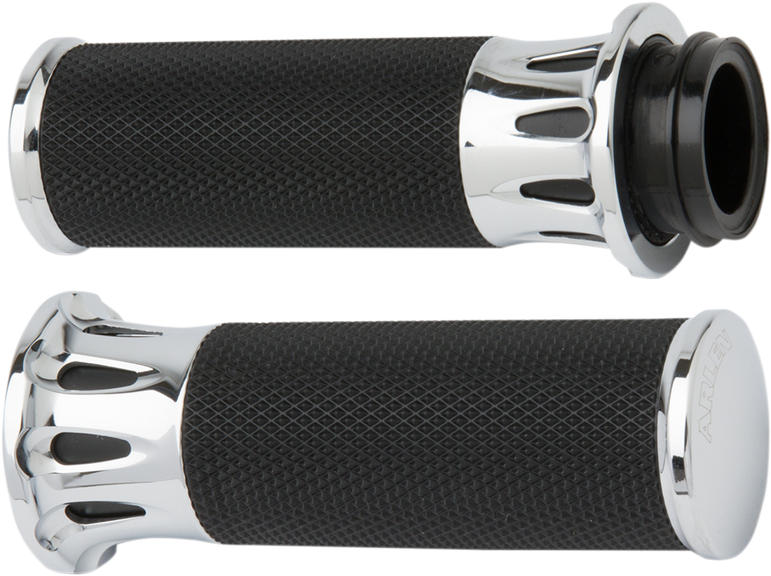 0630-1033 - ARLEN NESS Grips - Deep Cut - Cable - Chrome 07-316