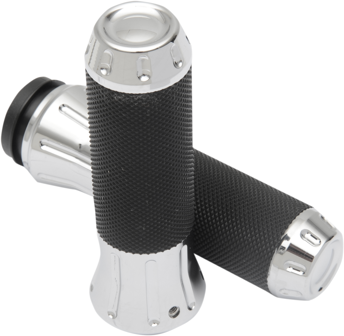 0630-1611 - DRAG SPECIALTIES Grips - Custom - TBW - Chrome 354121