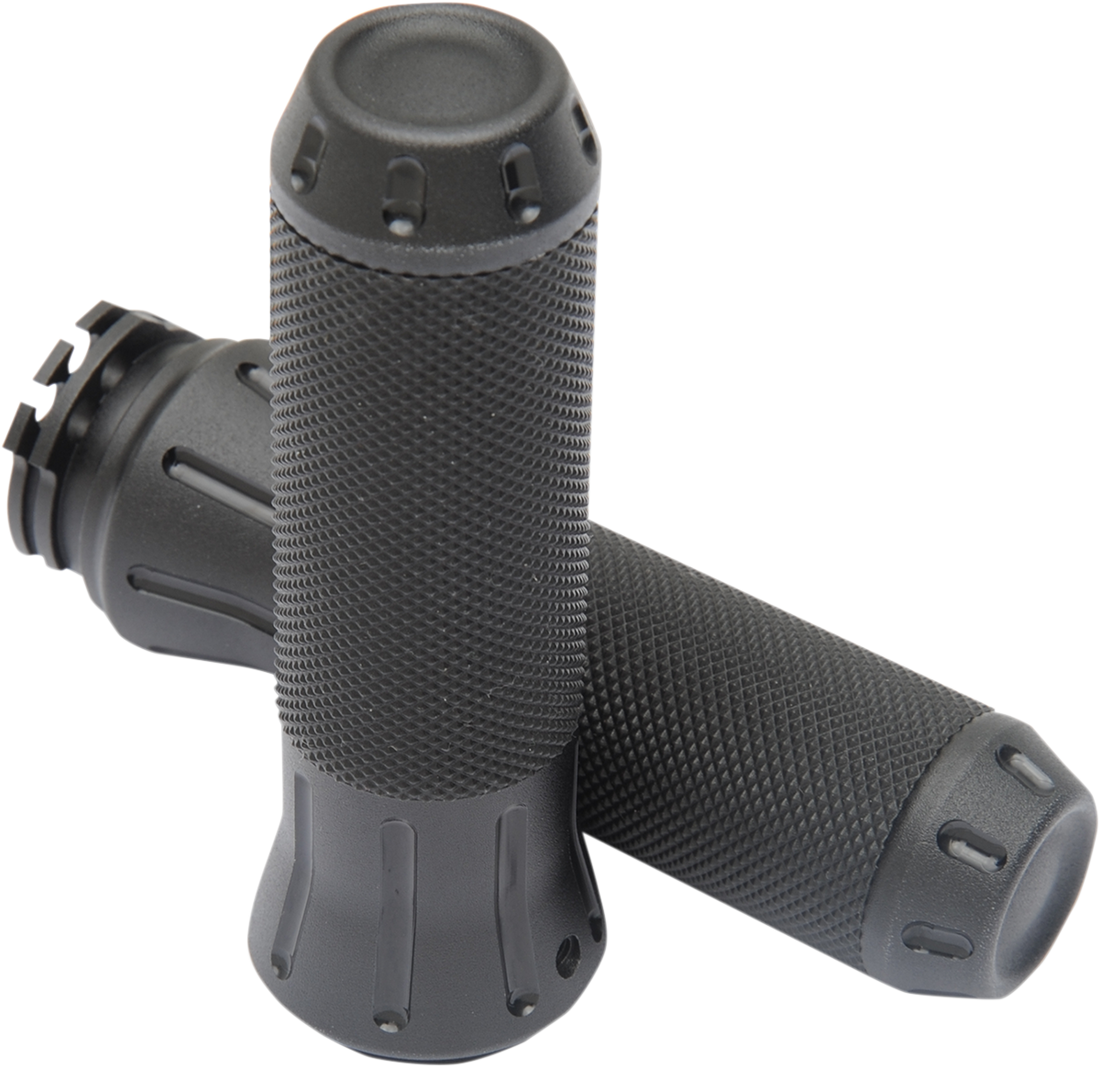 0630-1614 - DRAG SPECIALTIES Grips - Custom - Shot-Peened - Black 354131