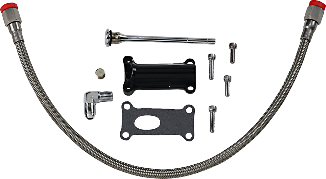 0710-0258 - DRAG SPECIALTIES Engine Oil Spout Kit - Black 323057B