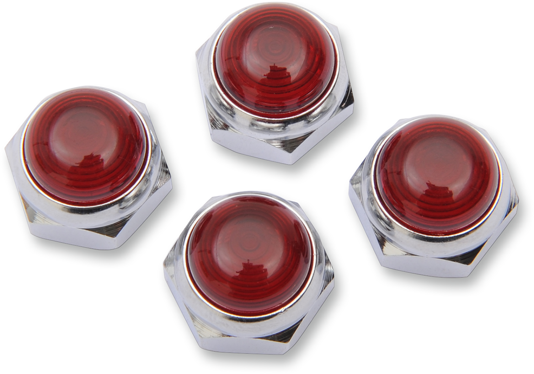 0927-0031 - EASTERN MOTORCYCLE PARTS Rocker Shaft Nuts - Chrome with Red Seals - Shovlehead | XL V-13-241