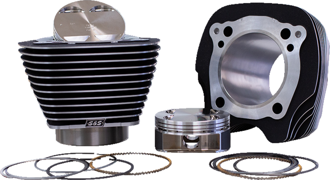 0931-1112 - S&S CYCLE 132" Big-Bore Cylinder Kit - Black Granite/Highlighted Fins - M8 910-0847