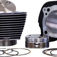 0931-1112 - S&S CYCLE 132" Big-Bore Cylinder Kit - Black Granite/Highlighted Fins - M8 910-0847