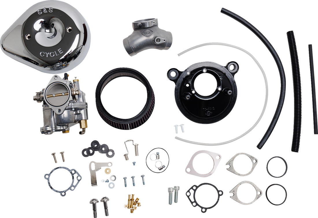 1001-0091 - S&S CYCLE Super E Carburetor with Stealth Air Cleaner Kit - Chrome - Twin Cam 110-0151