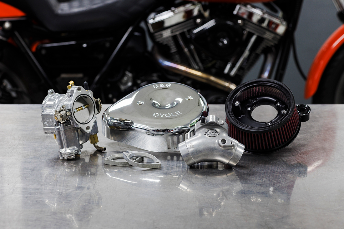 1001-0092 - S&S CYCLE Super G Carburetor with Stealth Air Cleaner Kit - Chrome - Twin Cam 110-0152