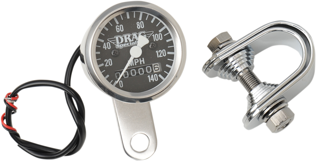 DRAG SPECIALTIES Mini Speedometer - Black - 2:1 Ratio - 1-7/8" 21-6961DS-BX15A