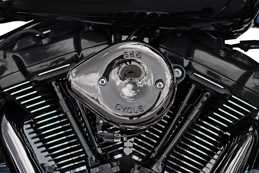 1014-0371 - S&S CYCLE Stealth Mini Teardrop Air Cleaner Cover - M8 - Lava Chrome 170-0780