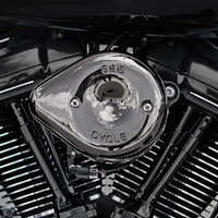 1014-0371 - S&S CYCLE Stealth Mini Teardrop Air Cleaner Cover - M8 - Lava Chrome 170-0780