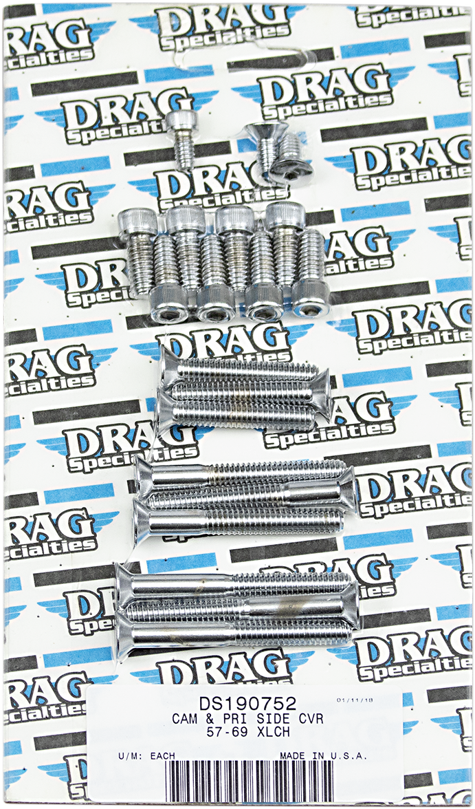 DRAG SPECIALTIES Cover Bolts - Socket-Head - Side - Chrome - XL MK177