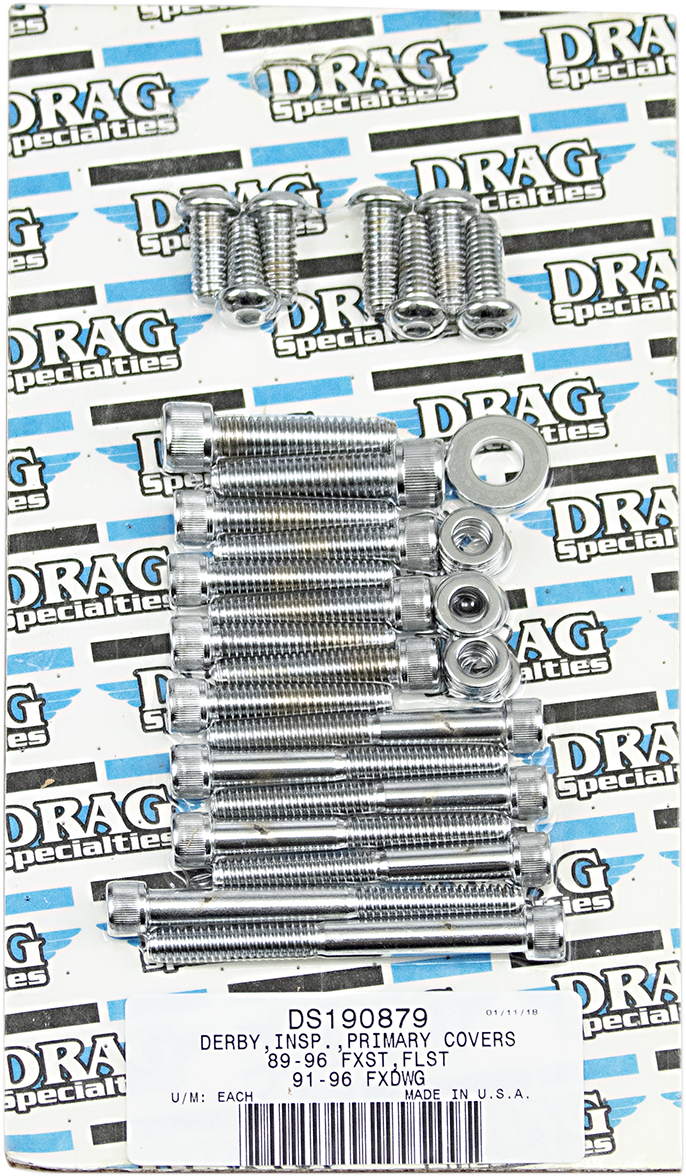 DRAG SPECIALTIES Bolt Set - Inner/Outer Primary/Inspection/Derby Cover - Knurled - Softail MK266
