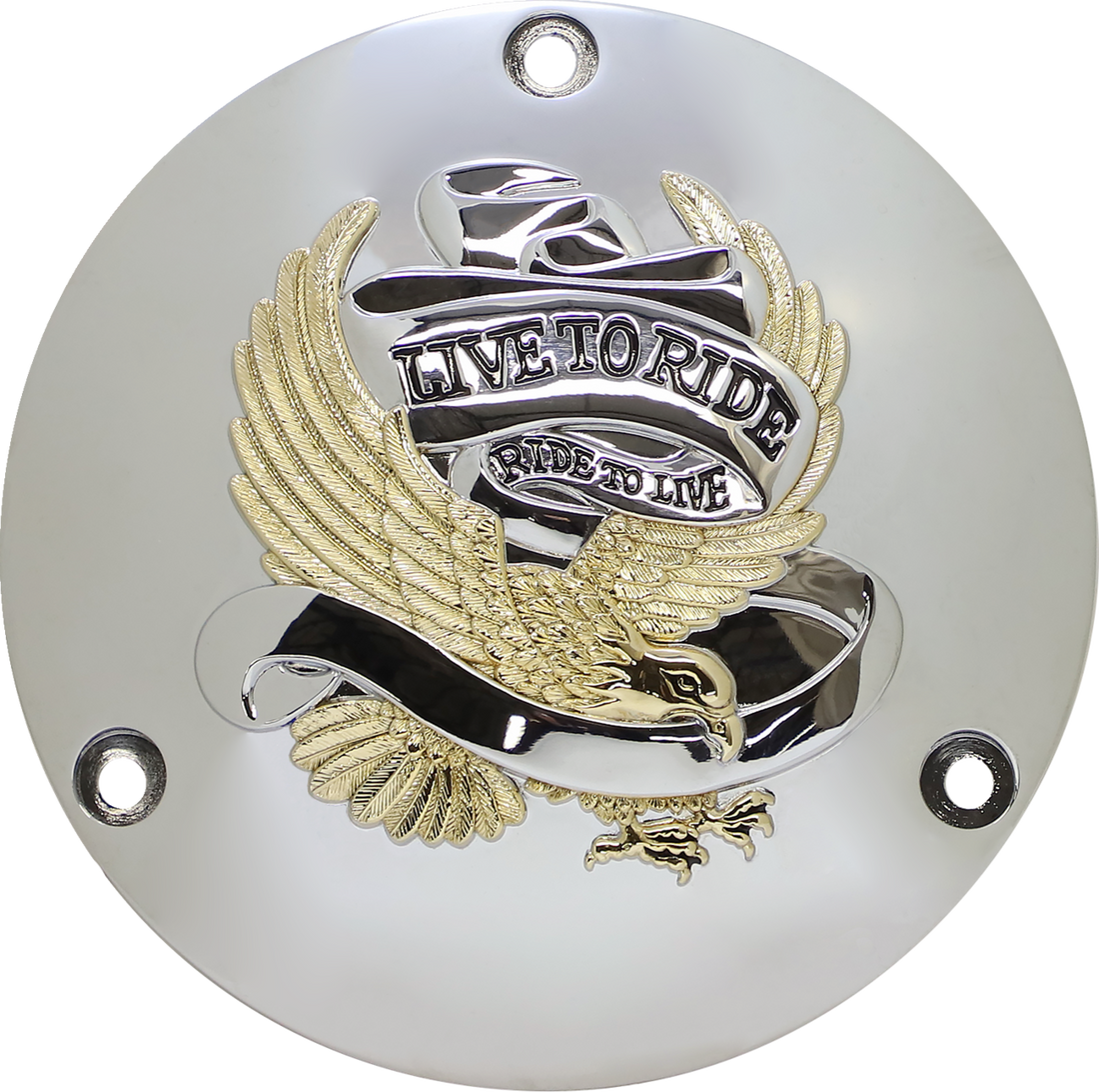 1107-0156 - DRAG SPECIALTIES Live to Ride Derby Cover - 3 Hole - Gold 33-0010DA
