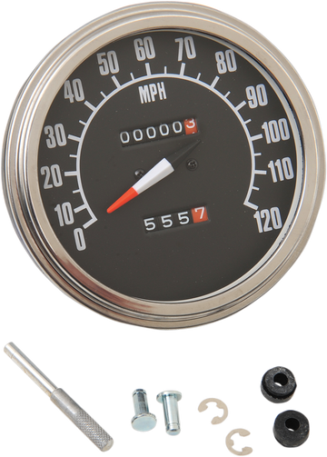 DRAG SPECIALTIES 5" MPH FL-Style 1:1 Speedometer - '68-'84 Black Face 70847M