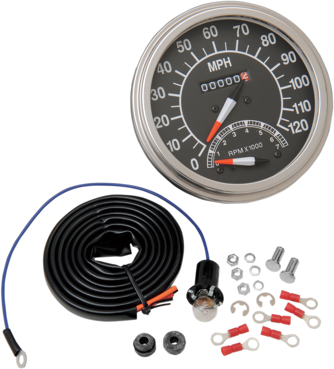 DRAG SPECIALTIES 5" MPH FL-Style 2:1 Speedometer with Tach - '68-'84 Black Face 72418M