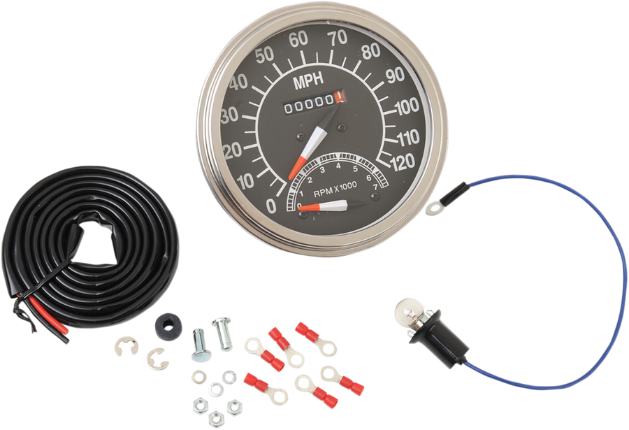 DRAG SPECIALTIES 5" MPH FL-Style 1:1 Speedometer with Tachometer - '68-'84 Black Face 71478M