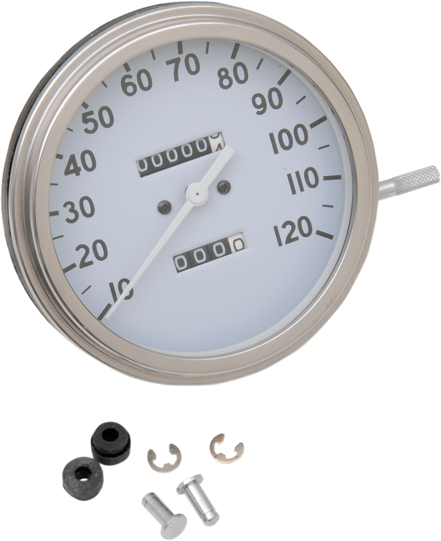 DRAG SPECIALTIES 5" MPH FL-Style 2:1 Speedometer - '36-'40 White Face 72758M