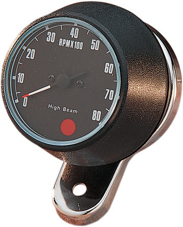 DRAG SPECIALTIES 8000 RPM Mechanical Tachometer - Chromed Bracket - Black Face 72701