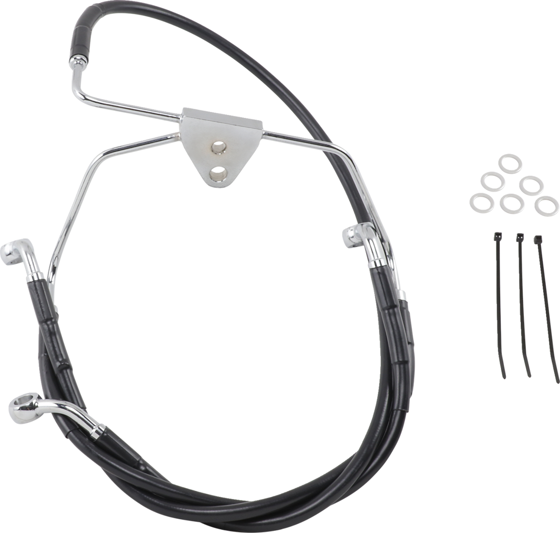 1741-2514 - DRAG SPECIALTIES Brake Line - Front (Lower/Upper) - Black 660411-BLK