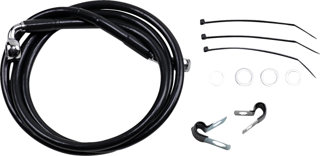 1741-2561 - DRAG SPECIALTIES Brake Line - Front - Black - +10" - FXD '00-'05 640112-10BLK