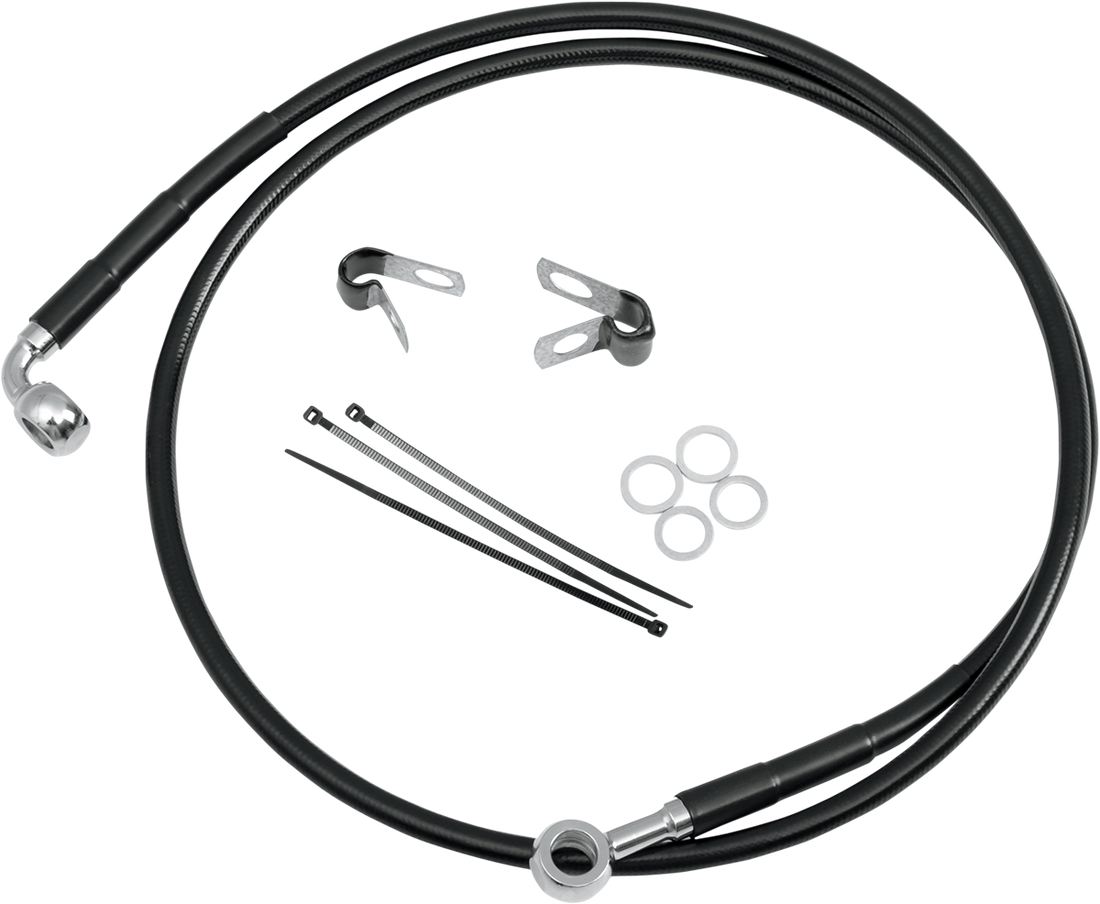 1741-2580 - DRAG SPECIALTIES Brake Line - Front (Upper) - Black 640115-BLK