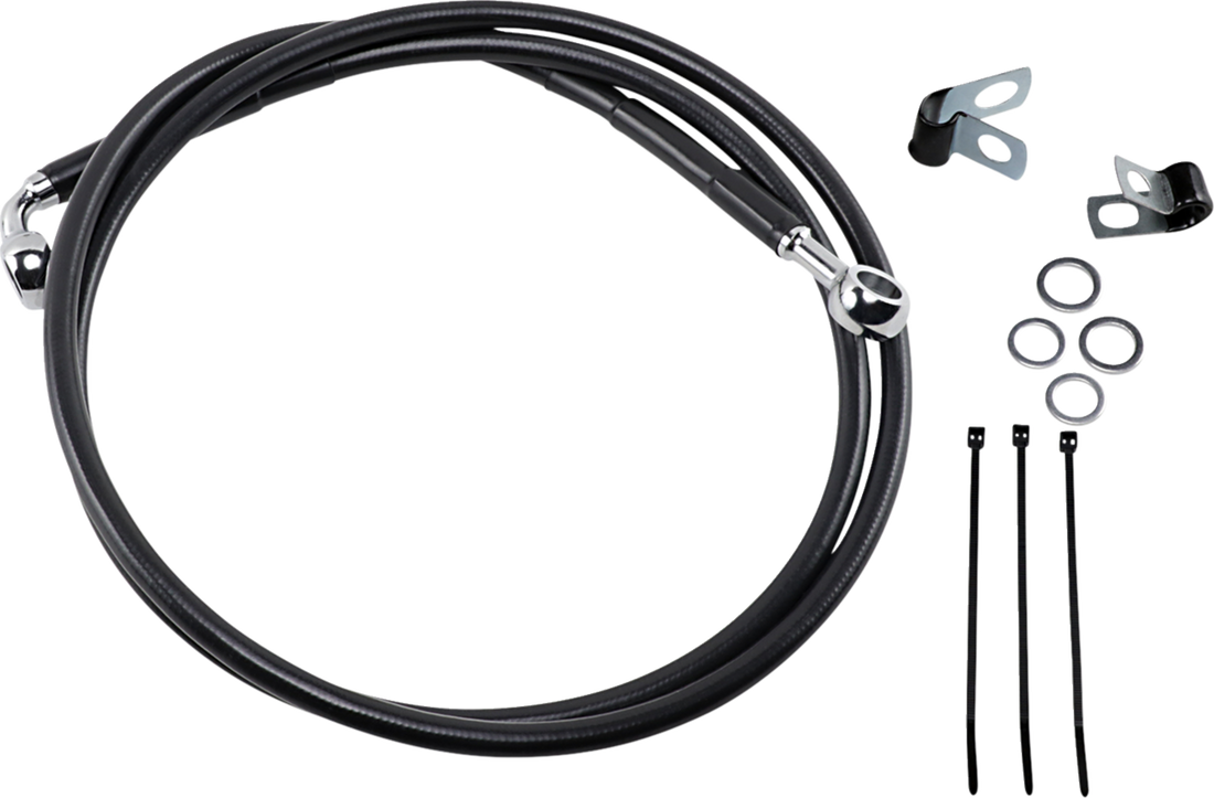 1741-2584 - DRAG SPECIALTIES Brake Line - Front - Black - +8" 640115-8BLK