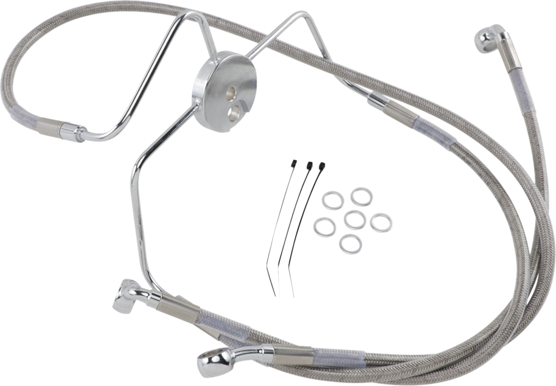 1741-2635 - DRAG SPECIALTIES Brake Line - Front - +4" - Stainless Steel 644410-4