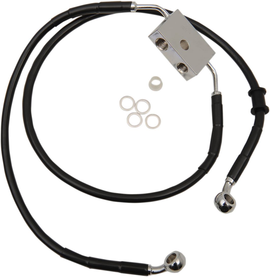 1741-5321 - DRAG SPECIALTIES Brake Line - Front - +6" - Black - XL 614750-6BLK
