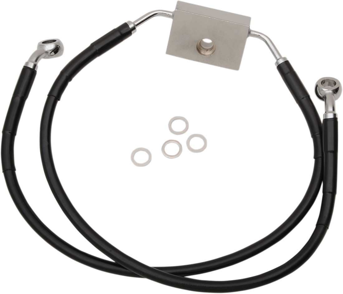 1741-5411 - DRAG SPECIALTIES Brake Line - Front - +12" - Black - XL 614772-12BLK