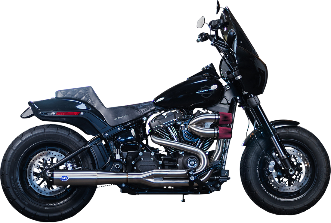 1800-2520 - S&S CYCLE SuperStreet 2:1 50 State Exhaust System - M8 Softail - Stainless Steel 550-0996B