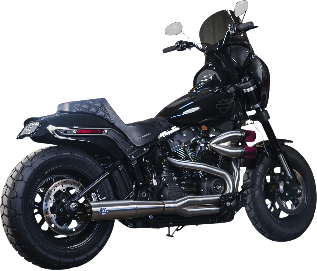 1800-2520 - S&S CYCLE SuperStreet 2:1 50 State Exhaust System - M8 Softail - Stainless Steel 550-0996B