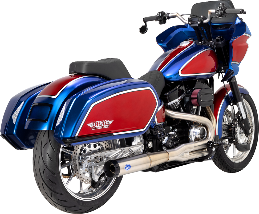 1800-2520 - S&S CYCLE SuperStreet 2:1 50 State Exhaust System - M8 Softail - Stainless Steel 550-0996B