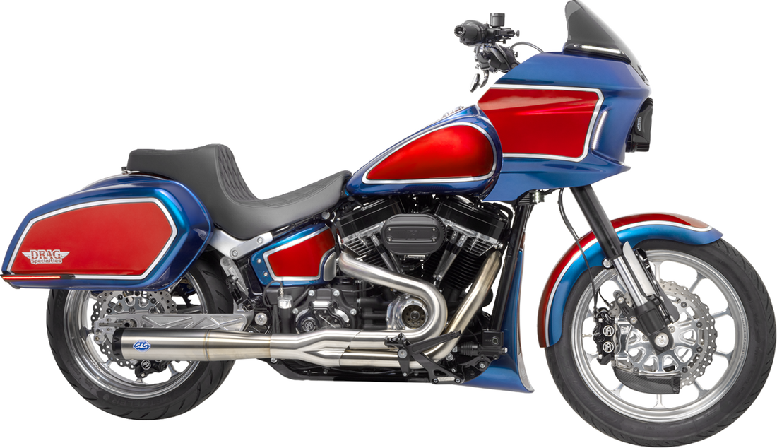 1800-2520 - S&S CYCLE SuperStreet 2:1 50 State Exhaust System - M8 Softail - Stainless Steel 550-0996B