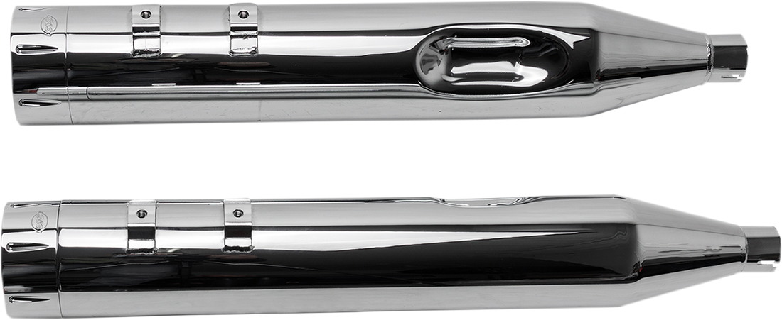 1801-0850 - S&S CYCLE 4.5" Mufflers - Chrome with Chrome Tracer 550-0624