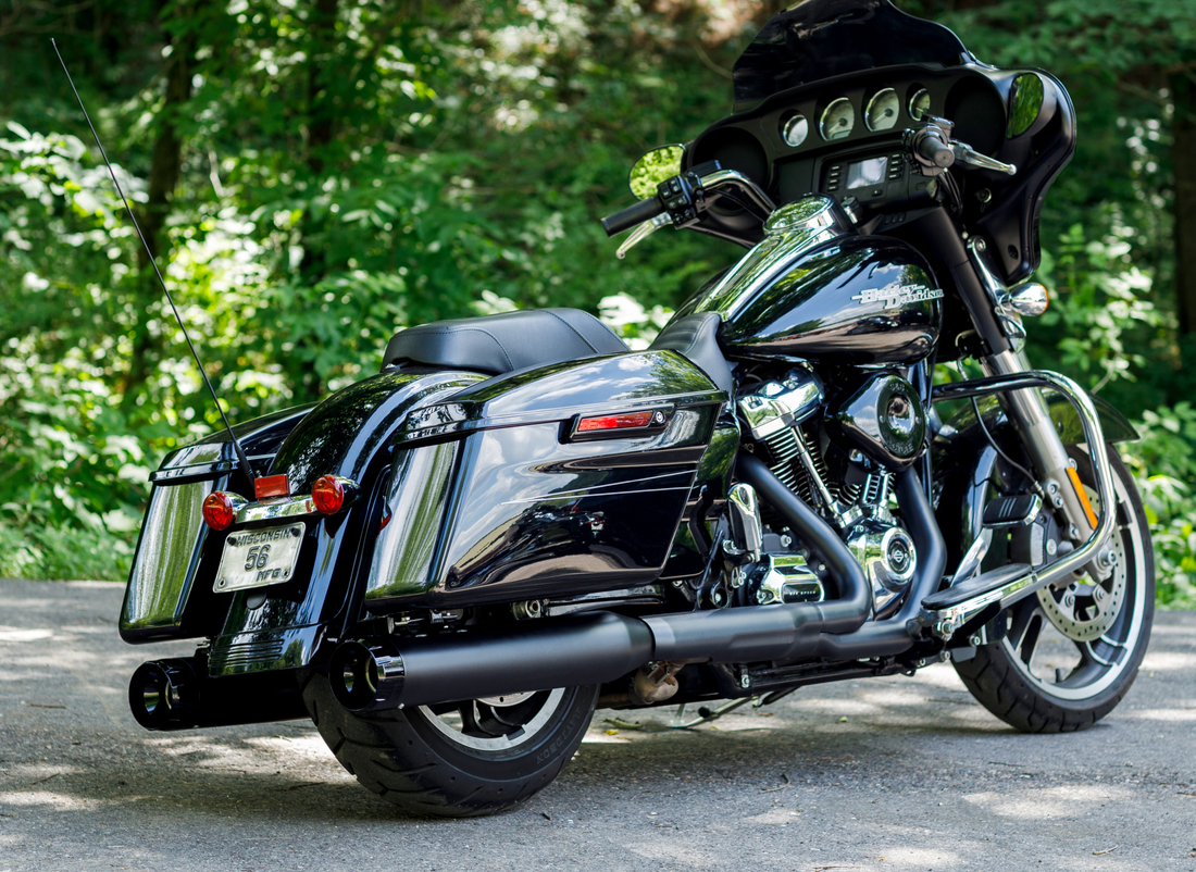 1801-1077 - S&S CYCLE MK45 Mufflers - Black - Black Thruster 550-0666