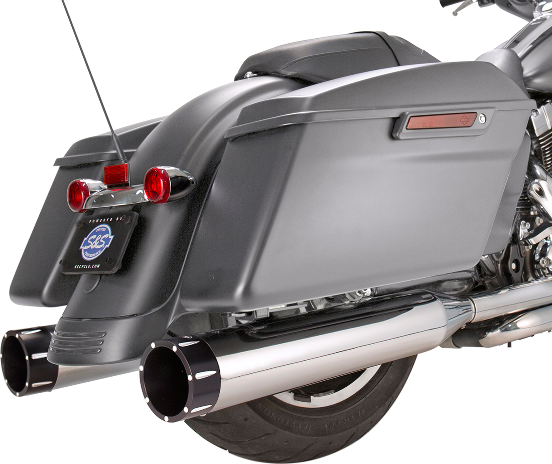 1801-1079 - S&S CYCLE MK45 Mufflers - Chrome - Black Tracer 550-0668