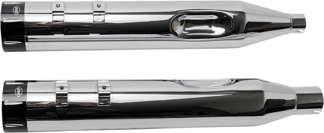 1801-1079 - S&S CYCLE MK45 Mufflers - Chrome - Black Tracer 550-0668