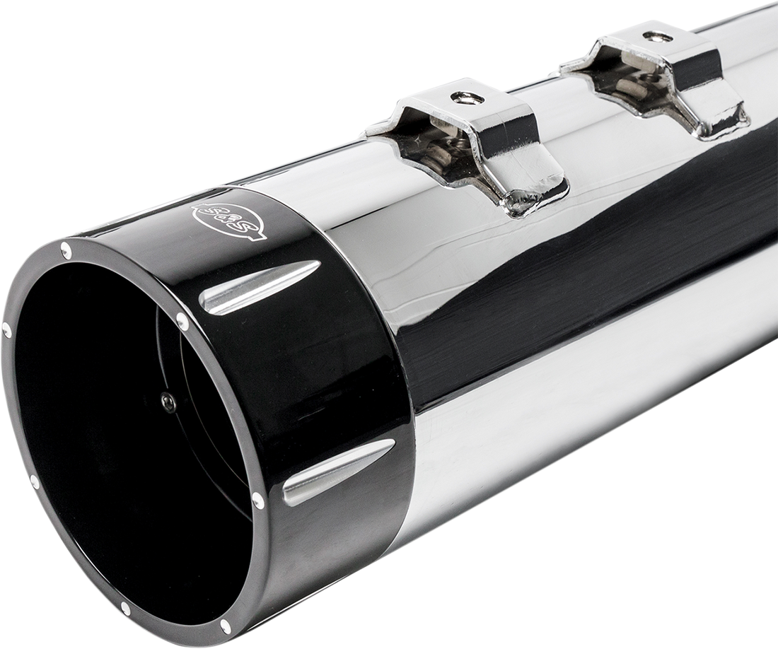 1801-1079 - S&S CYCLE MK45 Mufflers - Chrome - Black Tracer 550-0668