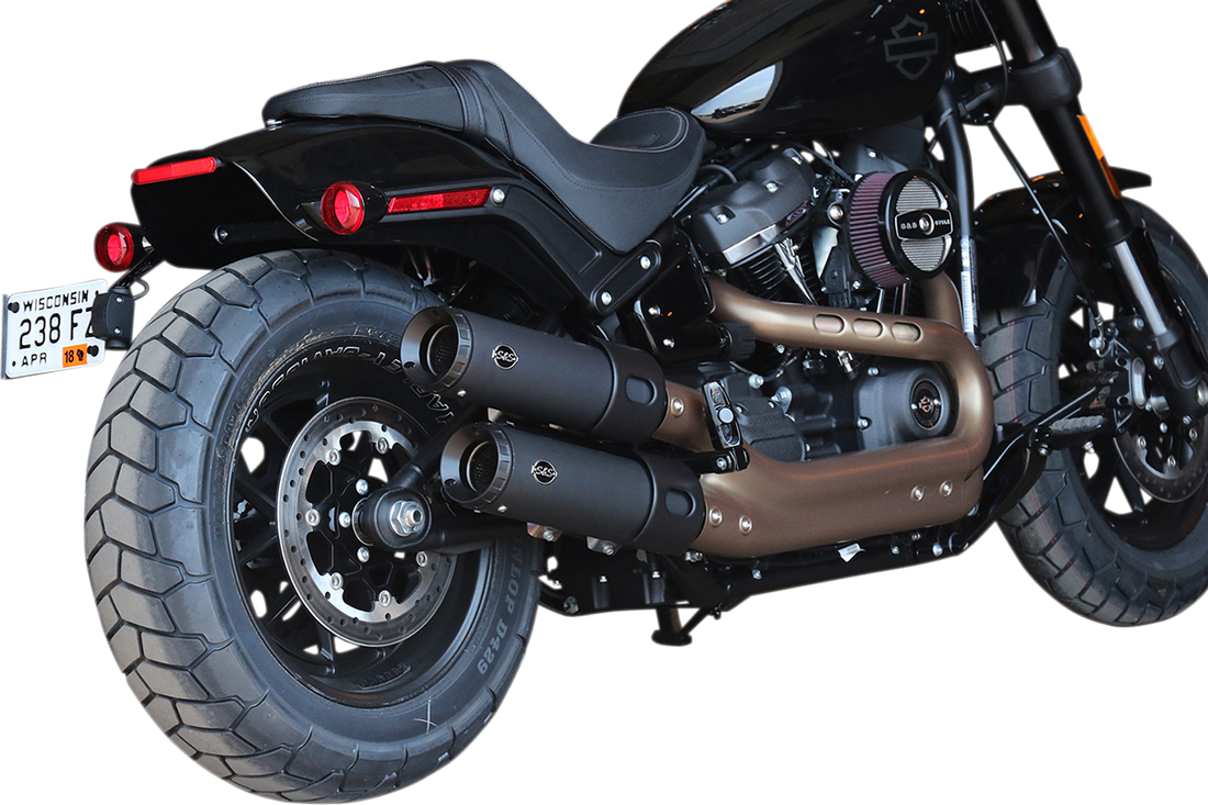 1801-1234 - S&S CYCLE Ceramic Black Grand National Mufflers for Fat Bob 550-0734
