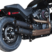 1801-1234 - S&S CYCLE Ceramic Black Grand National Mufflers for Fat Bob 550-0734