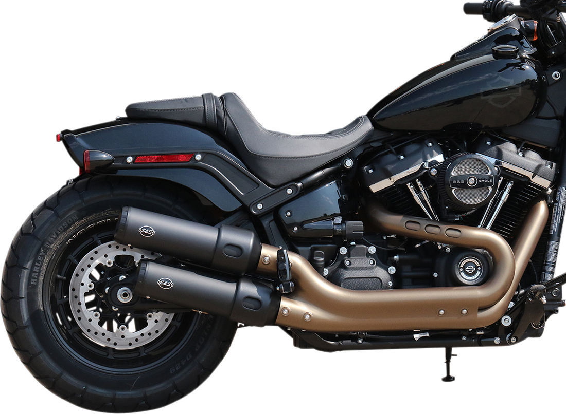 1801-1234 - S&S CYCLE Ceramic Black Grand National Mufflers for Fat Bob 550-0734