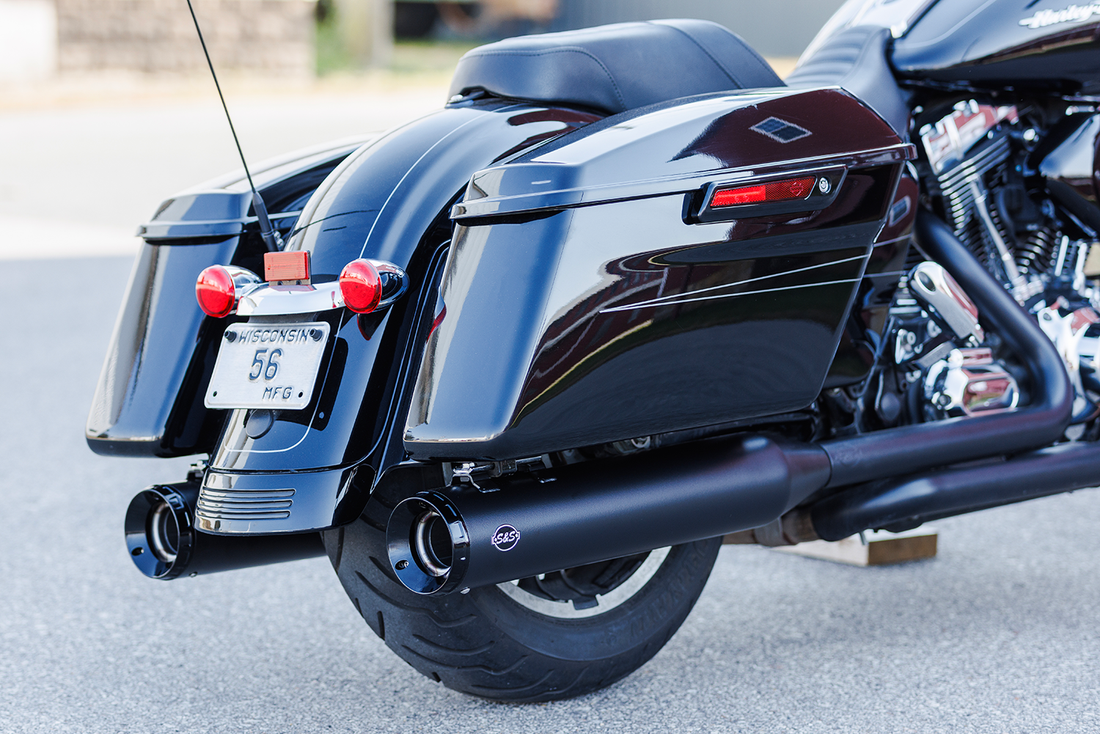 1801-1767 - S&S CYCLE 4-1/2" GNX Slip-On Mufflers - Guardian Black 550-1078