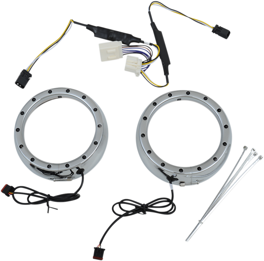2001-1757 - CUSTOM DYNAMICS Lighted Passing Lamp Trim Ring '06-'13 FLHT - Black CDTB-45TR-2B