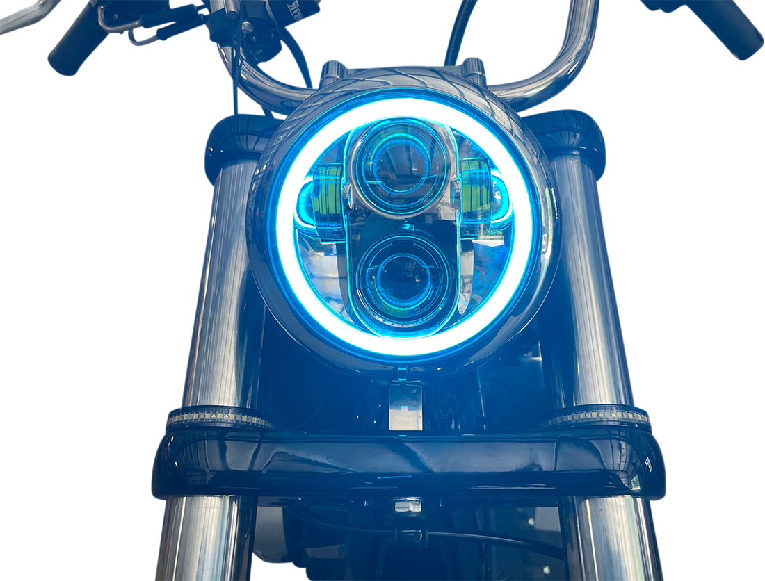 2001-2482 - CUSTOM DYNAMICS 5.75" Headlamp - with Mounting Ring - Chrome PG-575-C