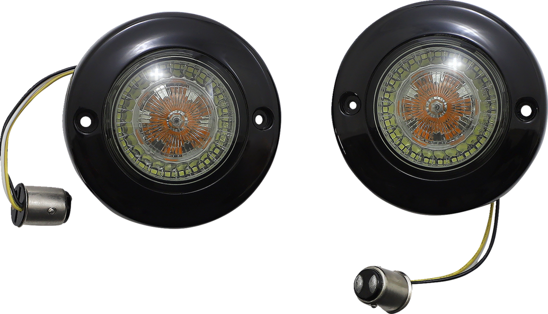 2020-1610 - CUSTOM DYNAMICS ProBEAM? Dynamic Ringz? LED Turn Signal - Black - Amber/White PB-FB-AW-1157BS