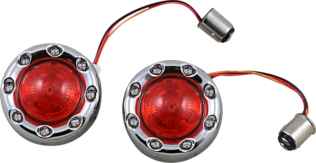 2020-1879 - CUSTOM DYNAMICS Bullet Turn Signal 1157 - Chrome - Red Lens PB-BR-RR-57-CR