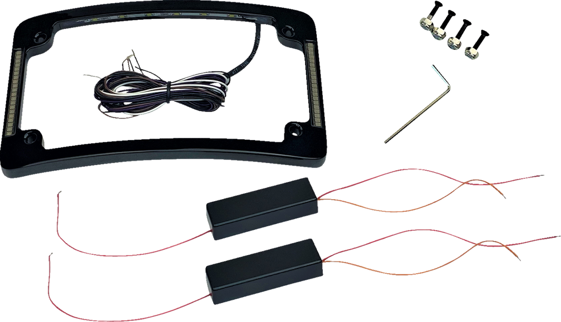 2030-0842 - CUSTOM DYNAMICS Tri-Radius License Plate Frame w Flushmount LEDs - Black TF06-B