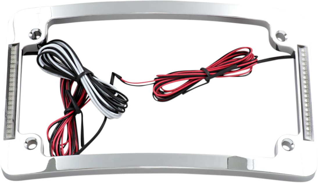 2030-0842 - CUSTOM DYNAMICS Tri-Radius License Plate Frame w Flushmount LEDs - Black TF06-B
