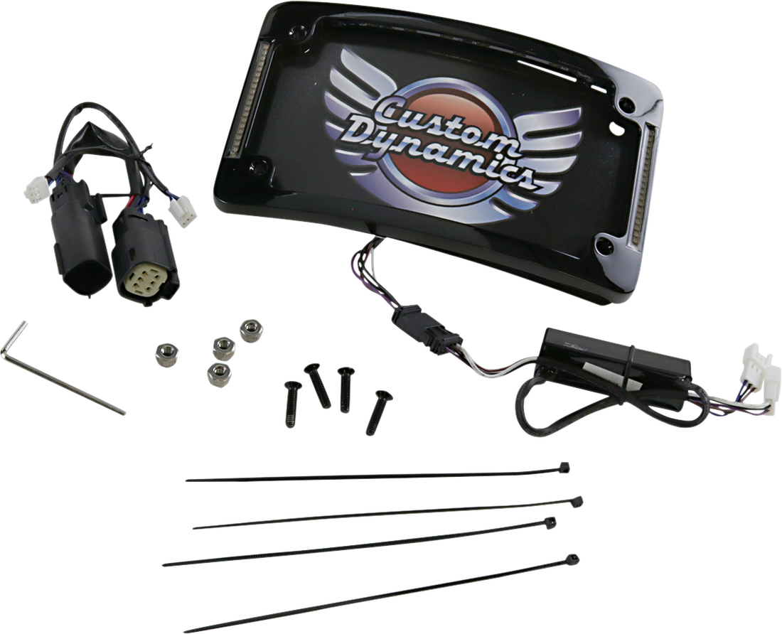 2030-1485 - CUSTOM DYNAMICS Curved License Plate Frame - Black TF06-BCM-B