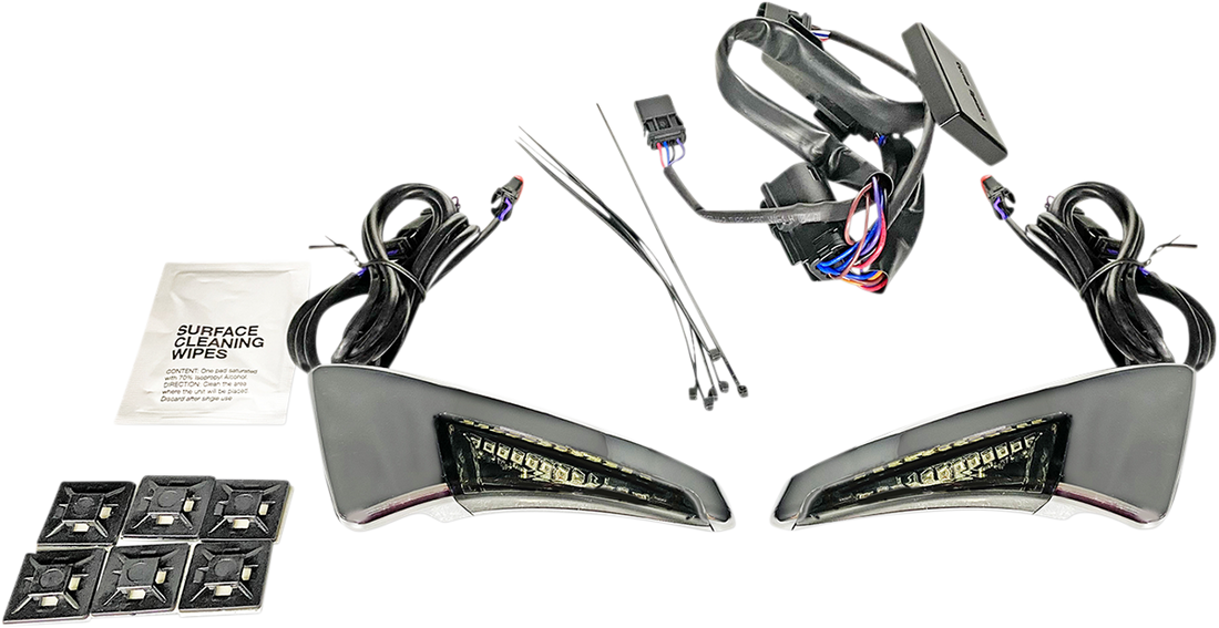 2040-2541 - CUSTOM DYNAMICS Sequential Tour Pak Seat Back Rest LED Lights - Chrome/Smoke - FLH CD-TPBR-14-SC