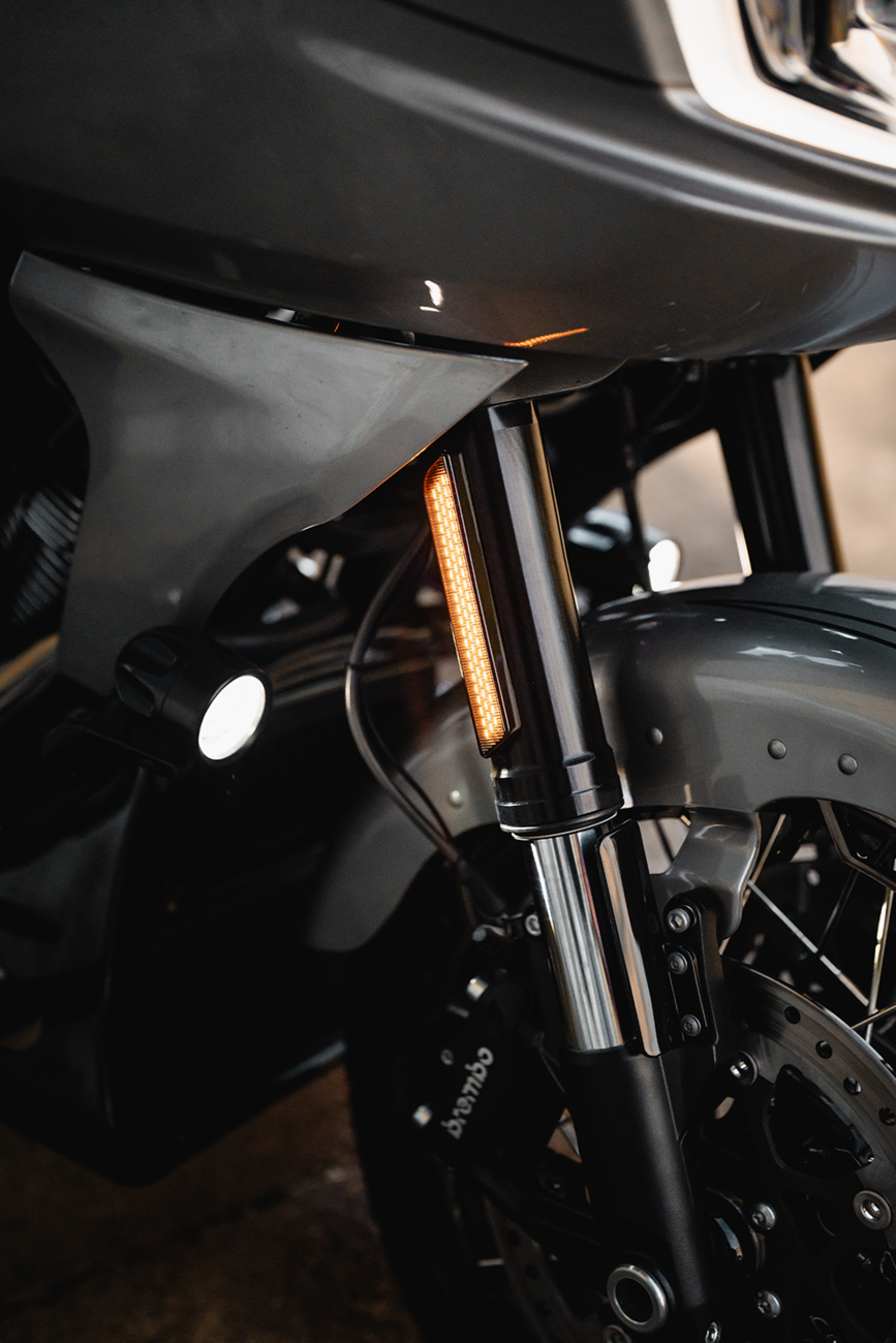 2040-2647 - CUSTOM DYNAMICS LED Fork Light - Amber - Black CD-FORK-BCM-AB